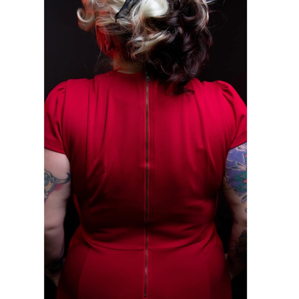 Excellent used condition Sourpuss STUD COLLAR DRESS RED in size XL - Picture 6 of 14